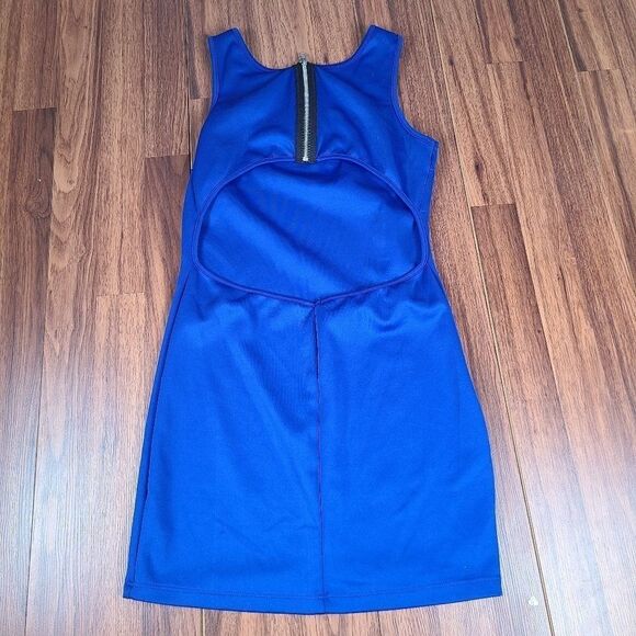 Royal Blue Body Con Dress Zippered Back Cut Out L8ter Brand Women's Medium Excel - Picture 6 of 7